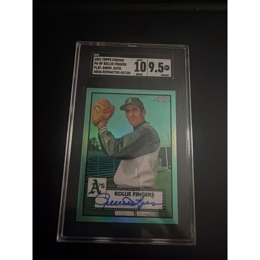 2021 Topps Chrome Rollie Fingers Aqua Refractor Auto /150 SGC 9.5 10 PA-RF
